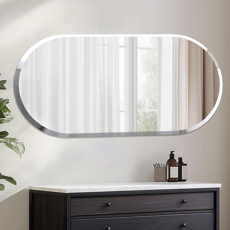 Rithi Long Oval Flat Wall Mirror, 120cm x 60cm
