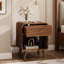 Ensemble de 2 tables de chevet en bois avec station de charge, table de chevet Angela-1854147903