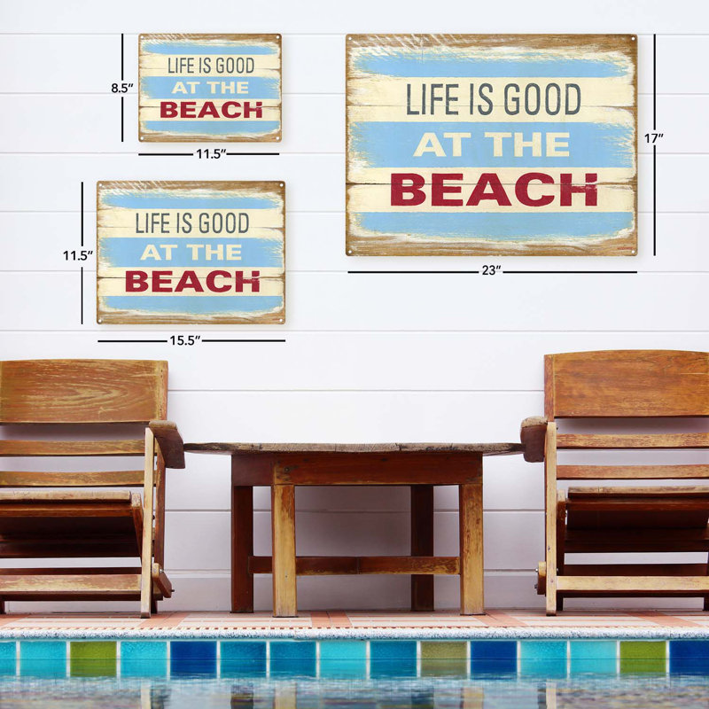 «Rustic, Life Is Good At The Beach», reproduction sur métal