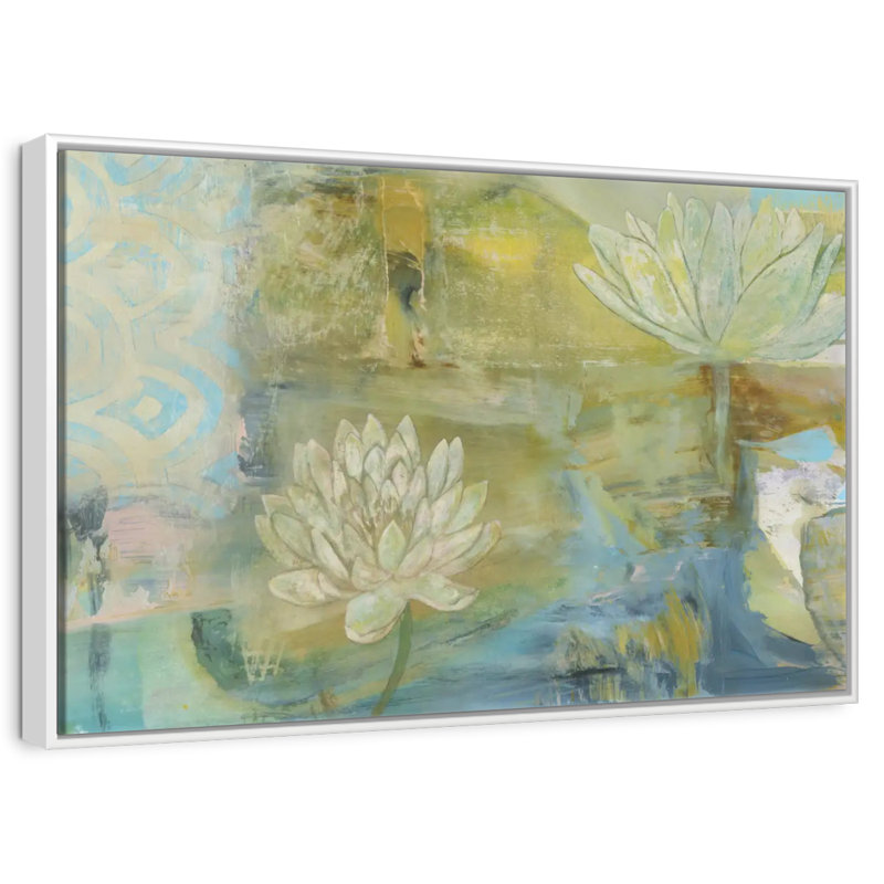 Lotus Dream, Cadre flottant blanc, 43 po x 29 po