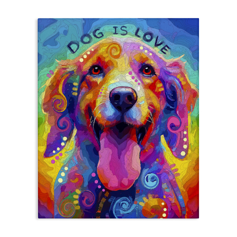 «Dog Is Love Swirled», toile par Dean Russo - collection Evolution