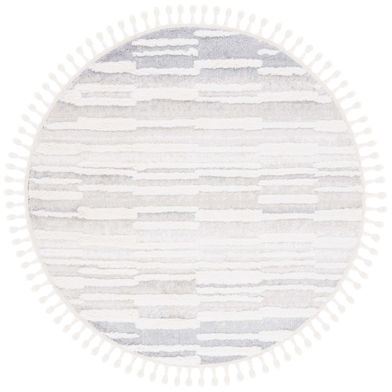 Tapis à poils longs Dinis, Rond 6 pi 7 po
