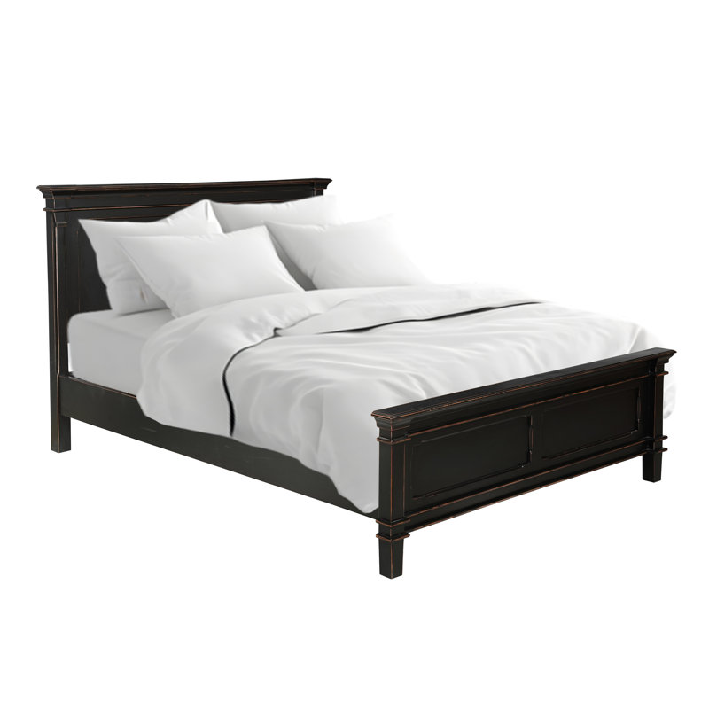 Trento Queen Bed in Distressed Black, Queen