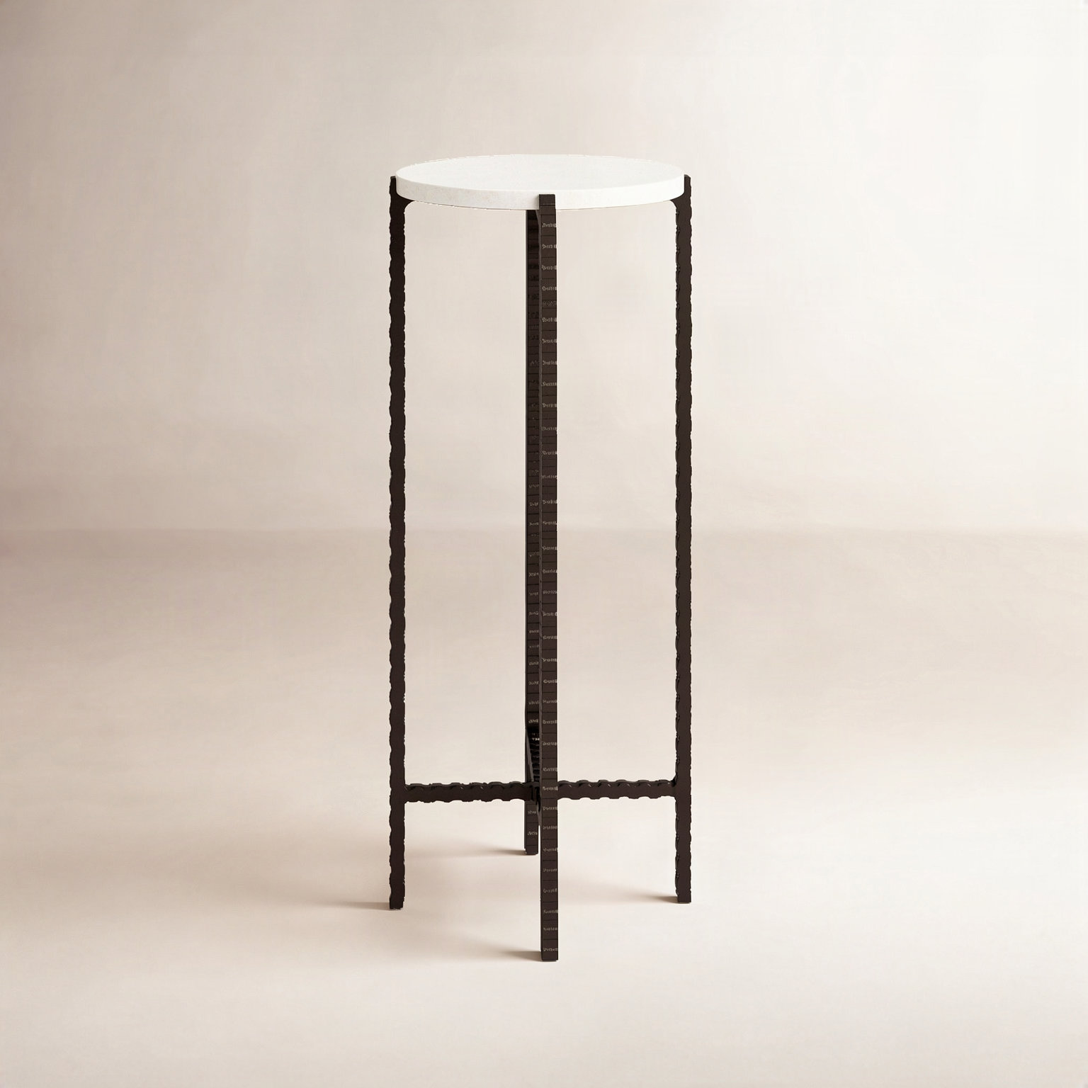 Lia 9" Genuine Marble End Table, White Marble/Black