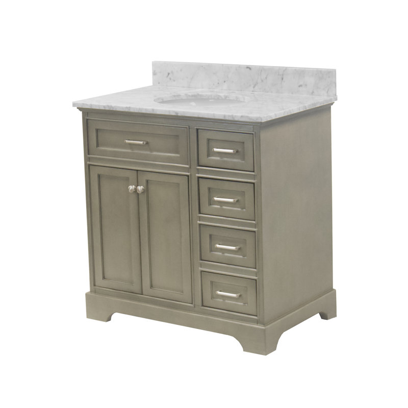 Ensemble de meuble-lavabo simple 36 po Ronnie, Marbre de Carrare, Gris patiné