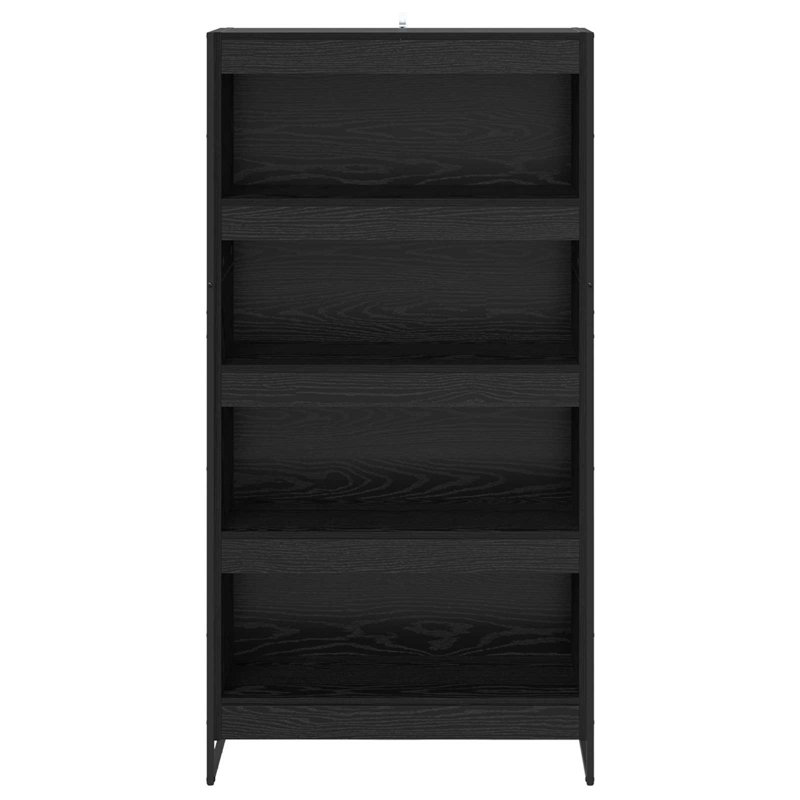 Steel Book Cabinet Bookcase, (4 Shelves) 155cm. H x 80cm. W x 30cm. D, Black Oak