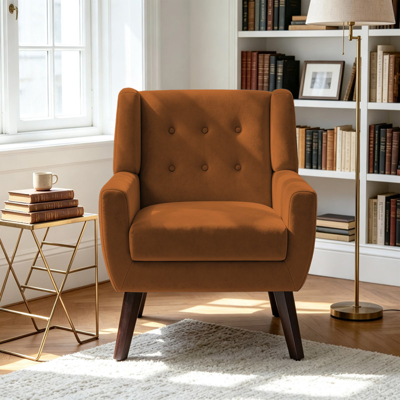Fauteuil Jaqueze, Velours orange performance