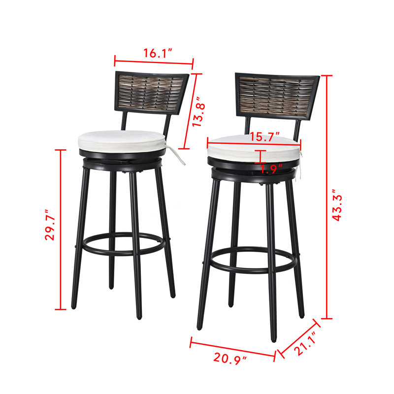 Tabouret de bar avec coussin Evylin (ensemble de 2)