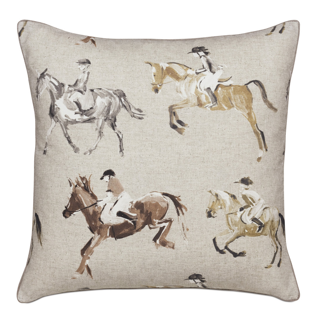 Equestrian Jockey Horse 100% Cotton Throw Pillow Cover & Insert Eastern Accents