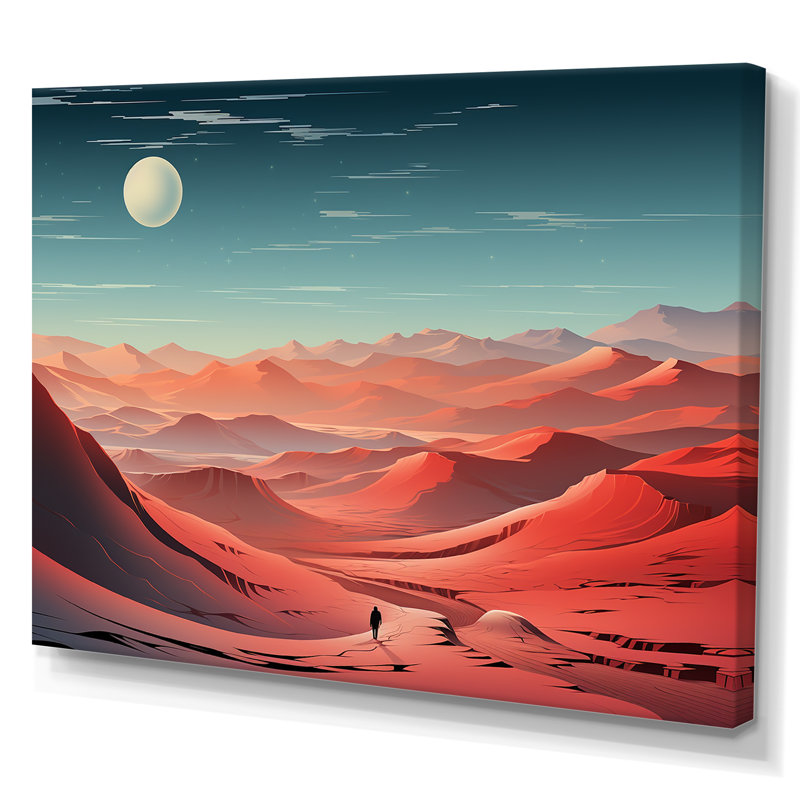 «Crimson Sands Desert Moon Horizon I», art mural désert, Toile tendue, H 24 po x l 32 po x P 1 po