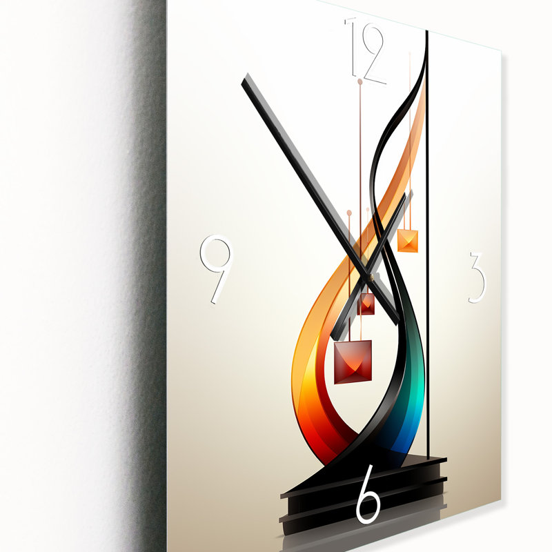 Horloge murale géométrique abstraite bleue et rouge, H 32 po x l 16 po x P 1 po