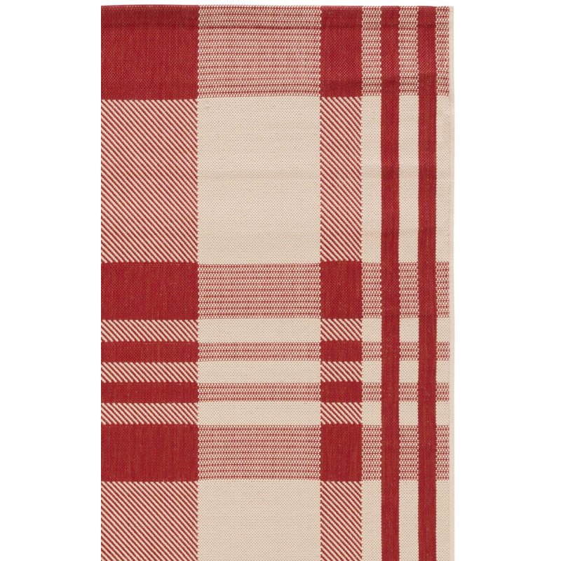 Tapis d'intérieur / extérieur écossais Courtyard Performance, Tapis de couloir 2 pi 3 po x 5 pi, Red/Bone
