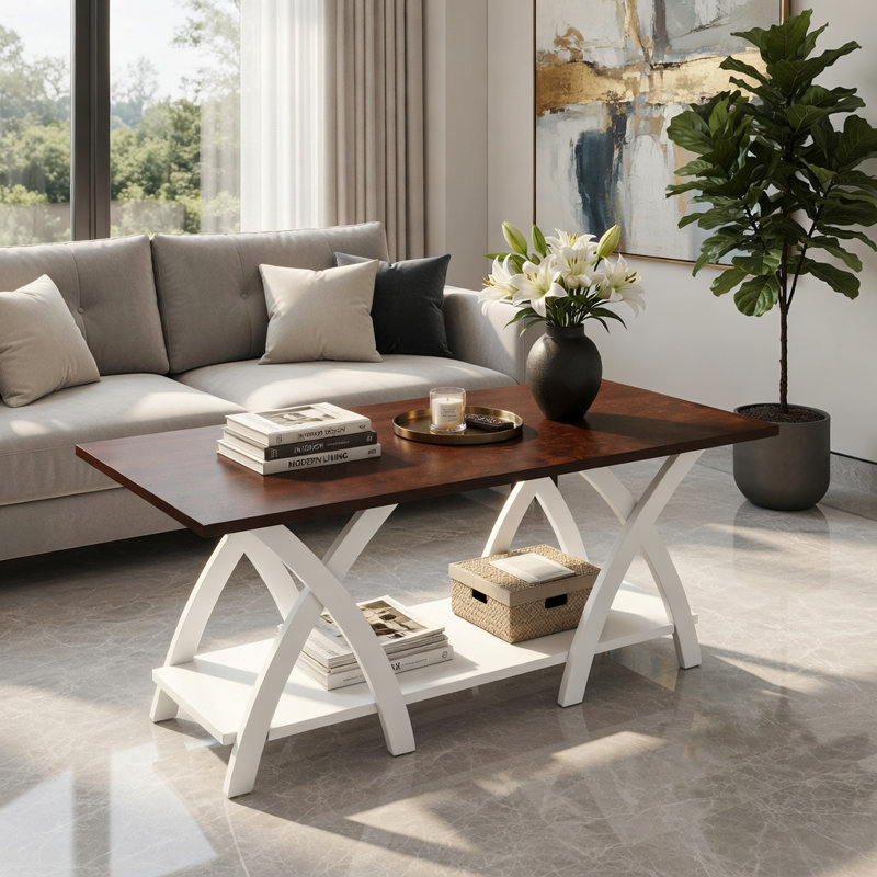 Table basse Hommoo, Walnut / Walnut & White