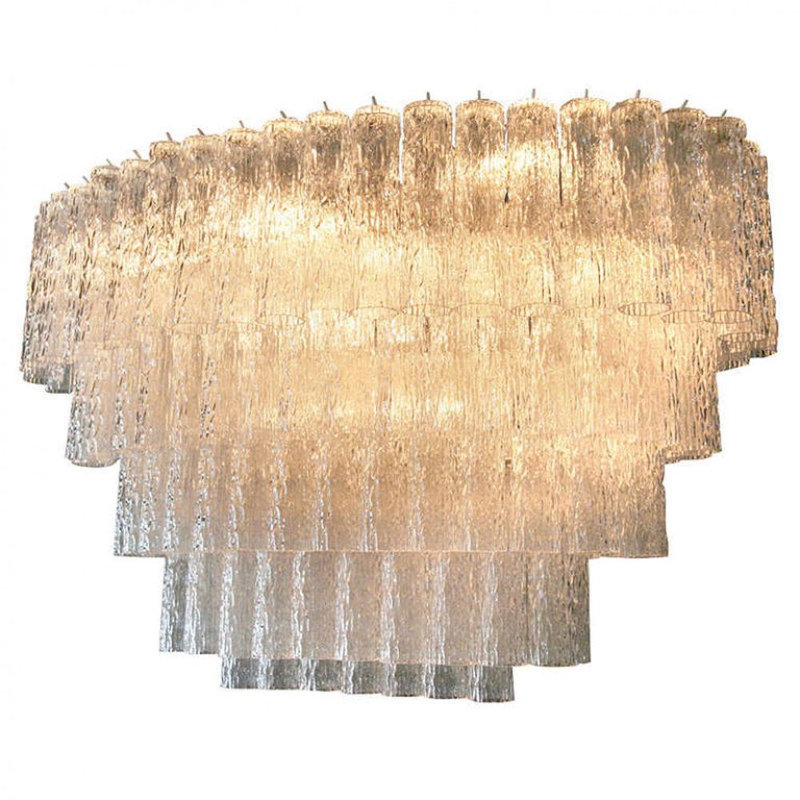 Lustre Venini Murano, Or antique, Fumée texturée, 26" Width x 28" Depth x 26" Height
