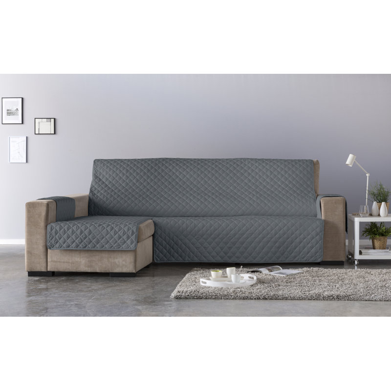 Eden Chaise Lounge Slipcover, Brown/Beige, 220cm H x 450cm W x 220cm D