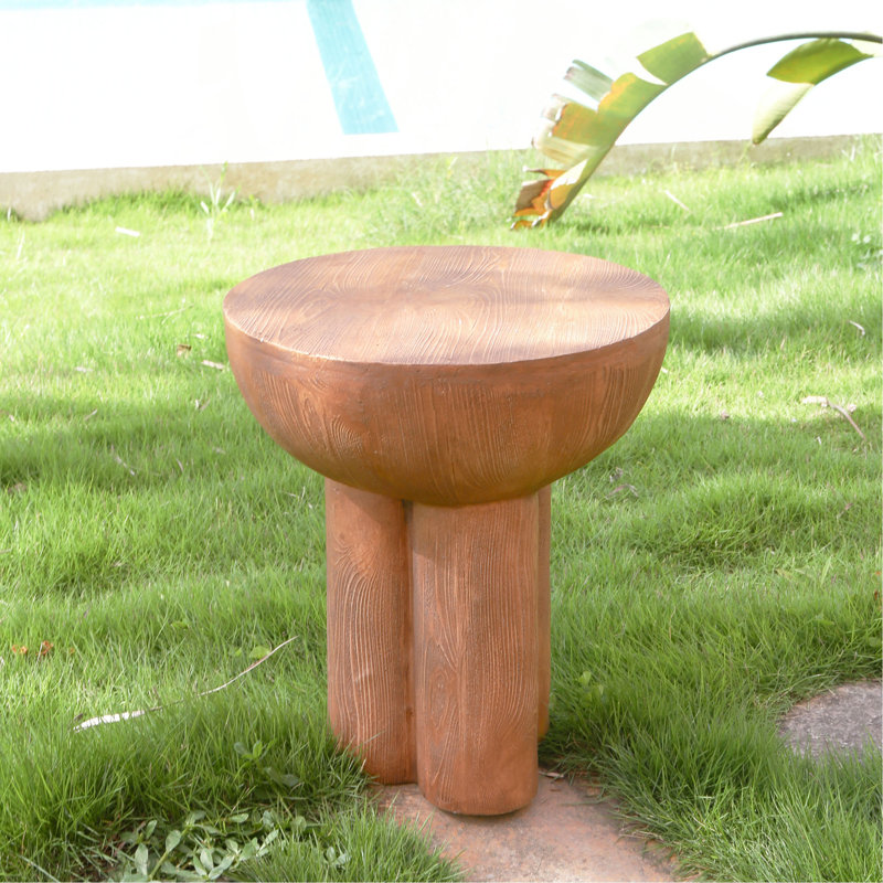 Table d'appoint ronde à trois pieds en grain de bois MGO
