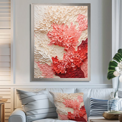 Collage beige et rose corail - grand art mural corail