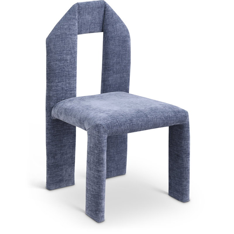 Chaise rembourrée Bennett, Tissu chenille bleu clair
