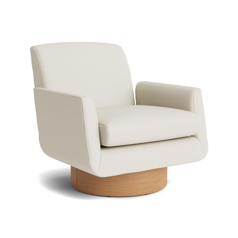 Supernova Full Swivel Leather Chair, Natural, Greenwich Performance Leather - Cream