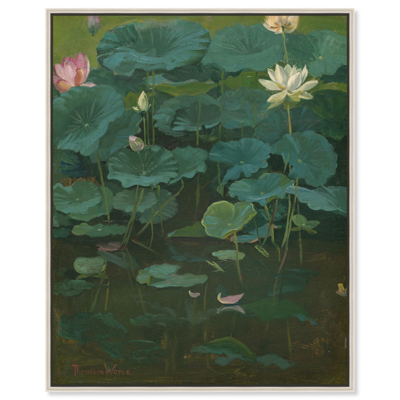 Toile de lotus Theodore par Art Remedy, Noir, H 21 po x l 17 po, Floater Frame