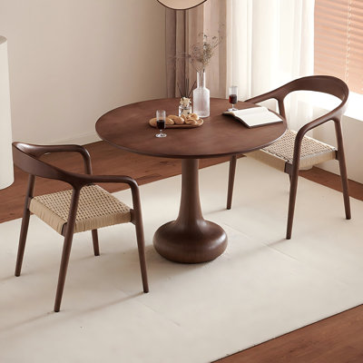 Ensemble de table de salle à manger et de chaises 35,43 po en bois massif brun