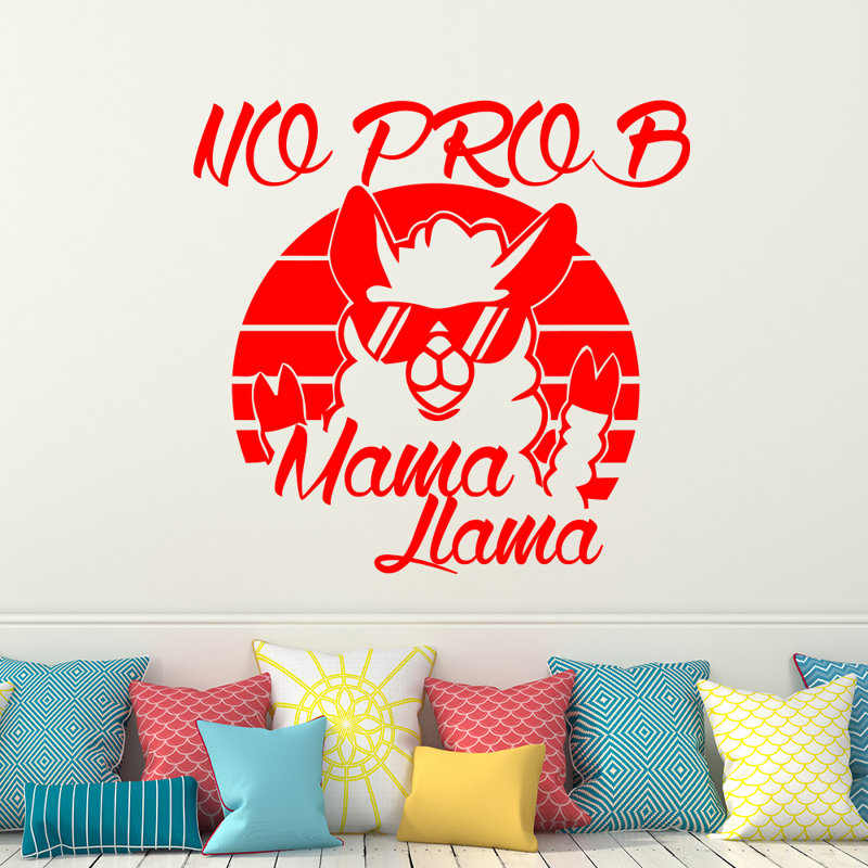 Décalcomanie murale "no prob maman llama", Rouge