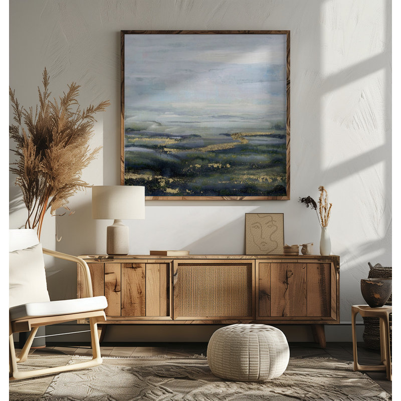 Serene Golden Valley by Nicole Walsh — Landscape Wall Art, 12 × 12, Framed Print, Brown