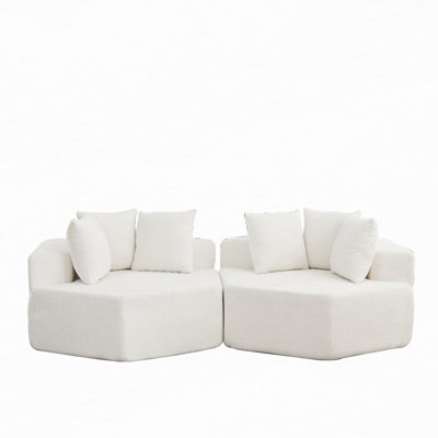 Méridienne simple 54 po modulaire hexagonale avec revêtement en chenille (paquet de 2)