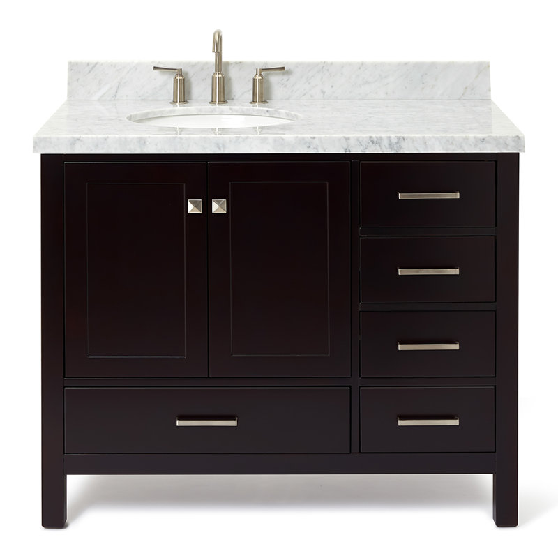 Cambridge 43'' Single Bathroom Vanity with Carrara Marble Top, Espresso