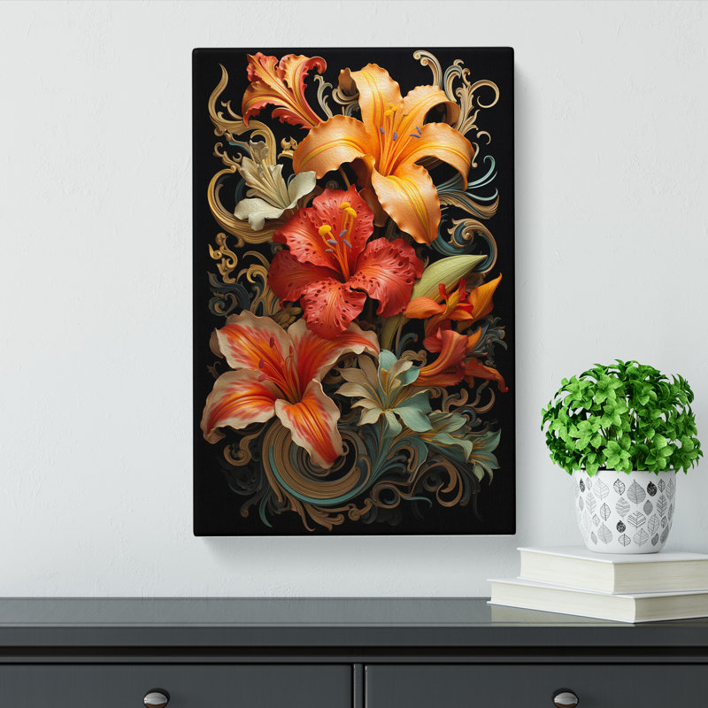 Lily Flower Baroque - Print, 50cm H x 35cm W x 3cm D
