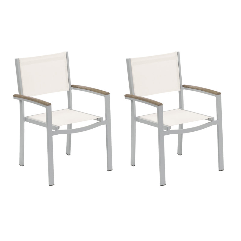 Travira Stacking Patio Dining Chair, Ink Pen, Tekwood Vintage, Flint