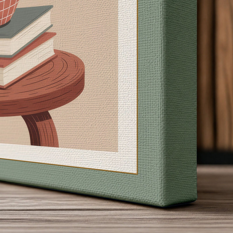 Flowers on a Stool Botanical 1 Piece Wrapped Canvas Wall Art, 36x24 - 91.4 x 61.0 cm, Sage Border