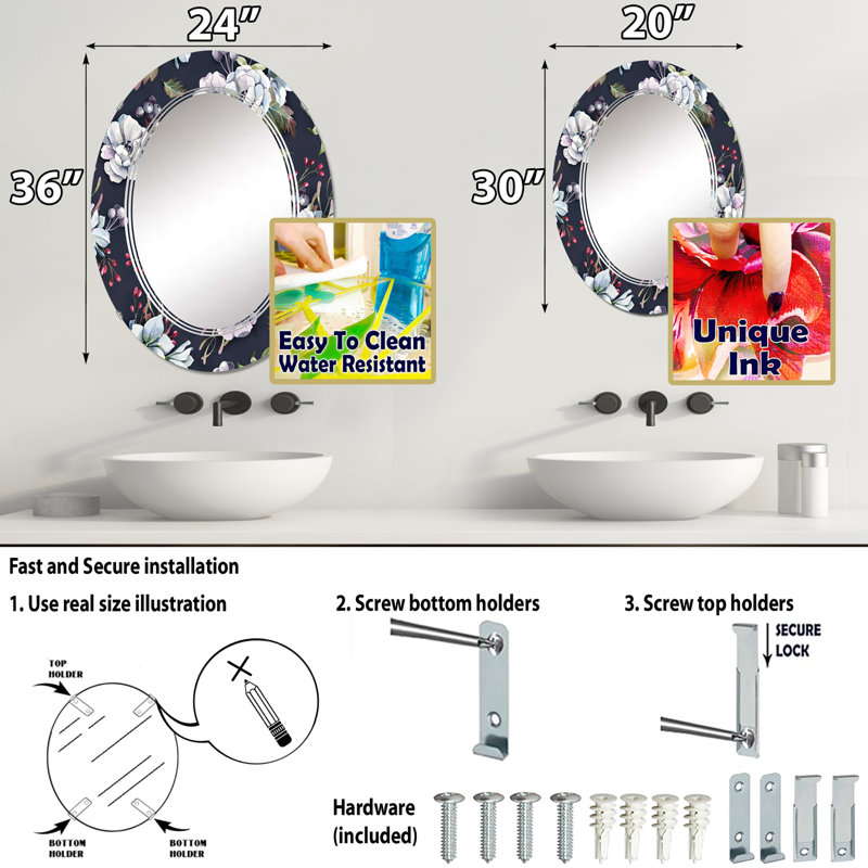 Miroir de salle de bain sans cadre, 30 po x 20 po