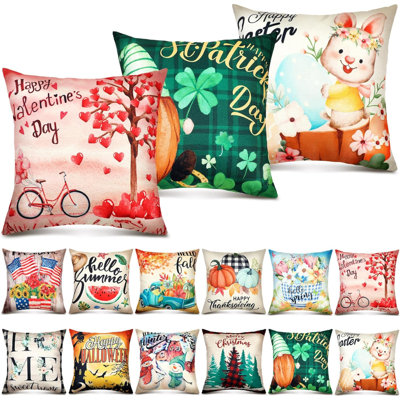  Letter Print Cotton Pillow Cover