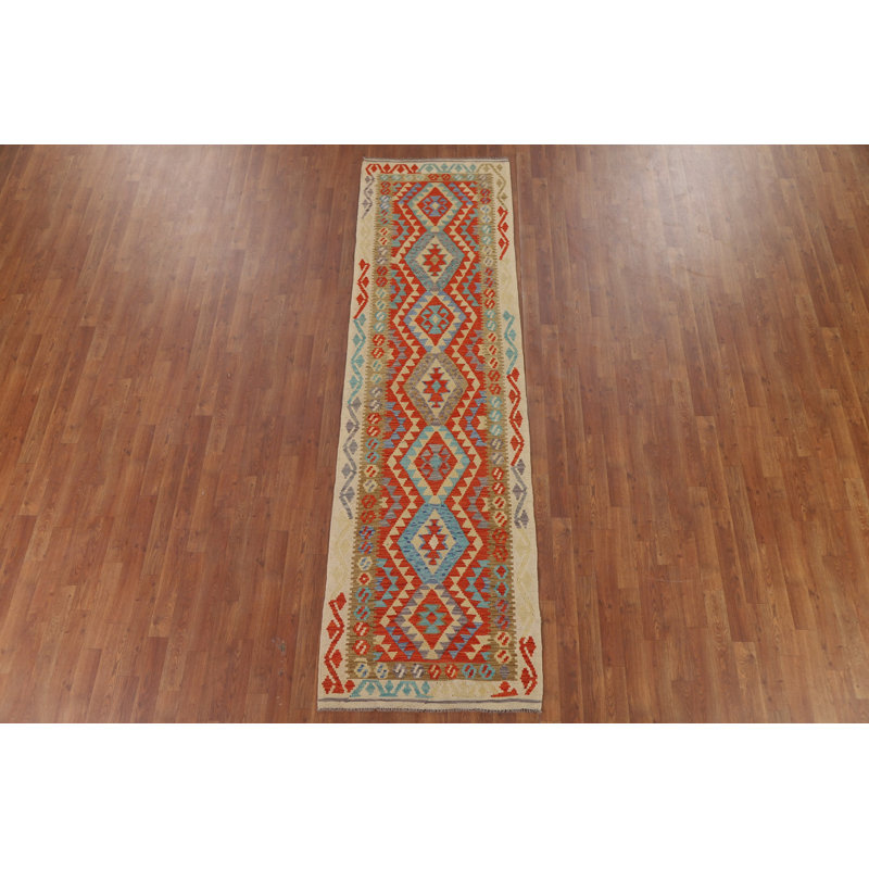 Geometric Kilim Reversible Runner Rug 3x10