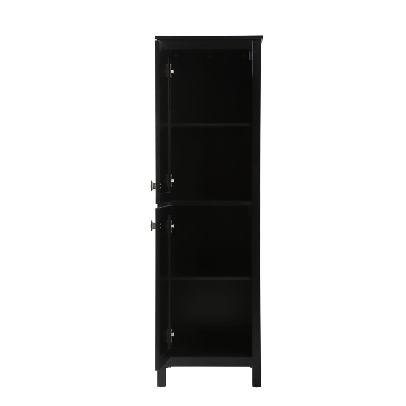 Rangement pour salle de bain Destinymarie, Noir / Nickel brossé, H 65 po x l 20 po x P 22 po