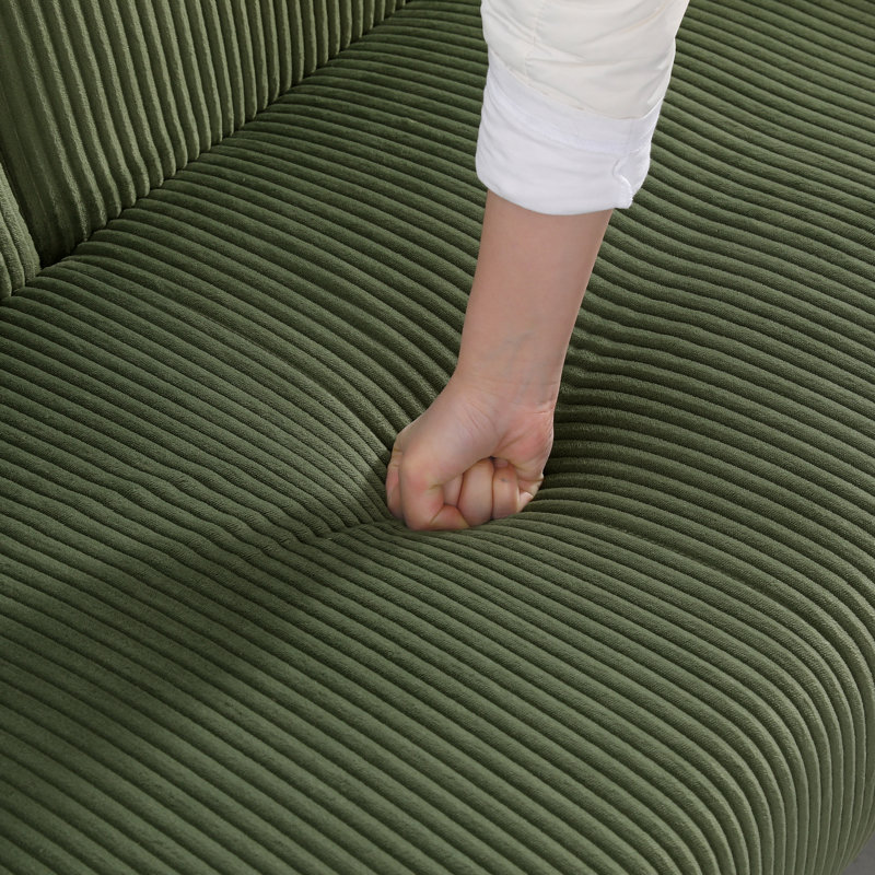 Flared Arm Convertible Corduroy Sleeper Sofa（Set of 2）, Green