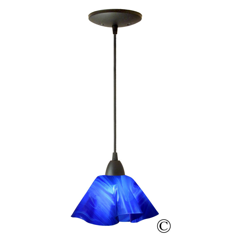 Dale Handcrafted Glass 1-Light Geometric Pendant, Large, Black, Lily - Blue
