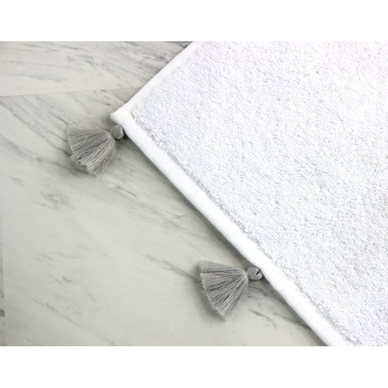 Fung Turkish Cotton Plush Bath Towel, White/Pebble Gray