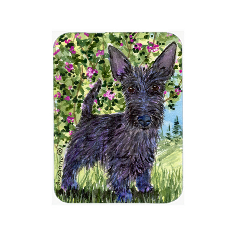 East Urban Home Scottish Terrier and Flowers Glass Cutting Board