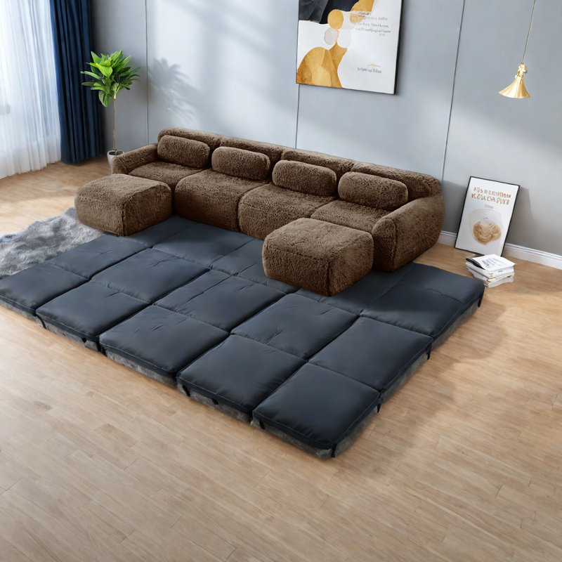 Canapés ergonomiques en peluche, finition chocolat, aucun assemblage requis, idéal pour les salons et les études