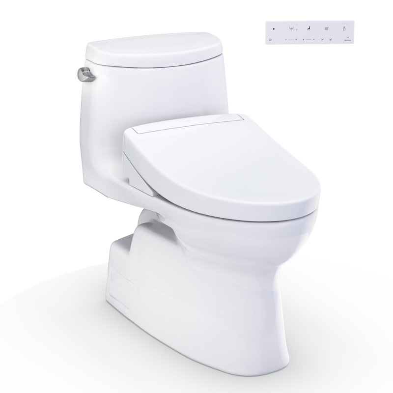 TOTO® WASHLET+® Carlyle® II One-Piece Elongated 1.28 GPF Toilet and WASHLET+® S5 Bidet Seat, Cotton White - MW6143446CEFG#01