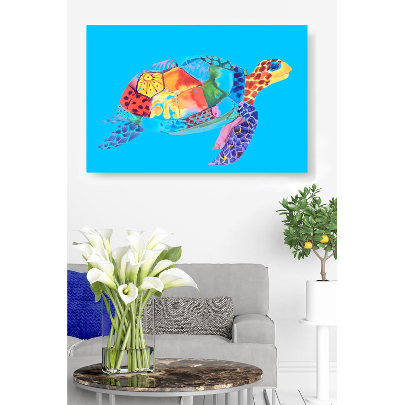 «Mahesh Cute Colorful Sea Turtle», impression sur toile tendue, H 16 po x l 24 po x 1,5 po