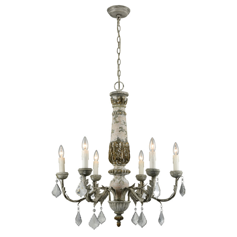 Lustre à 6 lumières de 28 po de large Genevieve - crème vieillie