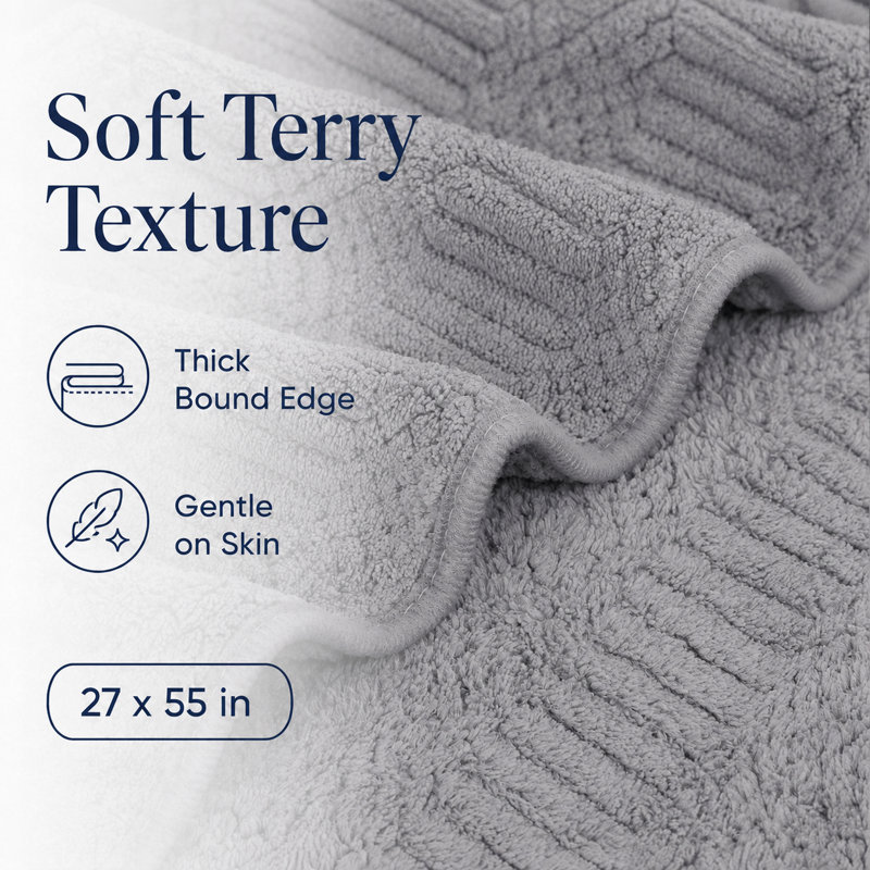 Ensemble de serviettes en microfibre pour salle de bain, 2 pièces 27 po x 55 po, Gris