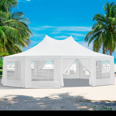 30x24ft White Outdoor Event Canopy Tent, Heavy Duty Waterproof Party Shelter with 12 Sidewalls & 2 Doors, UV Protection