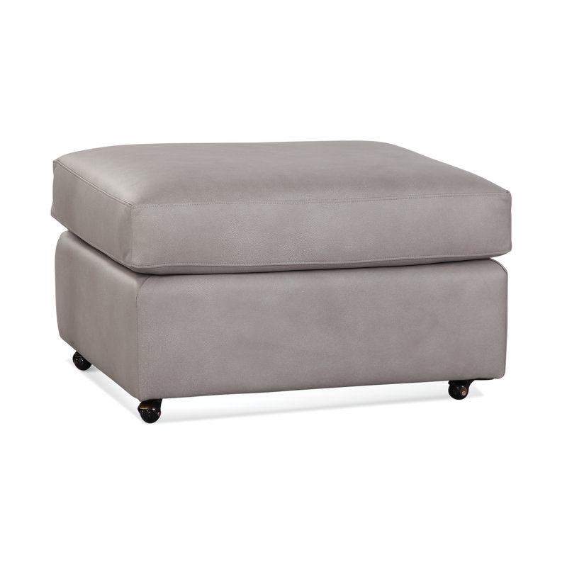 Rectangle Leather Standard Ottoman, Luxtan Pewter