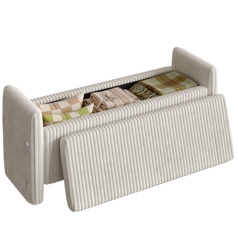 Zellers Upholstered Storage Bench for Entryway and Bedroom, White