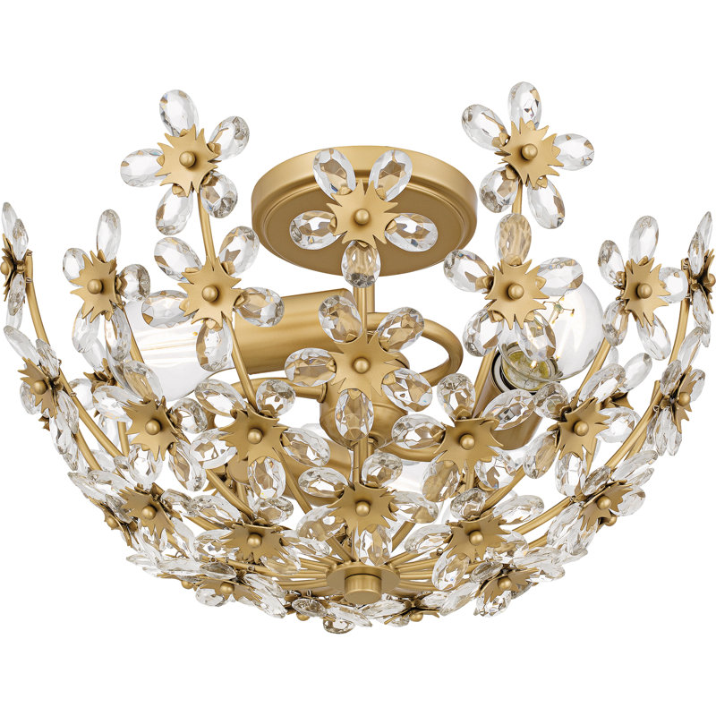 Rosemary 3-Light Semi-Flush Mount, Gold