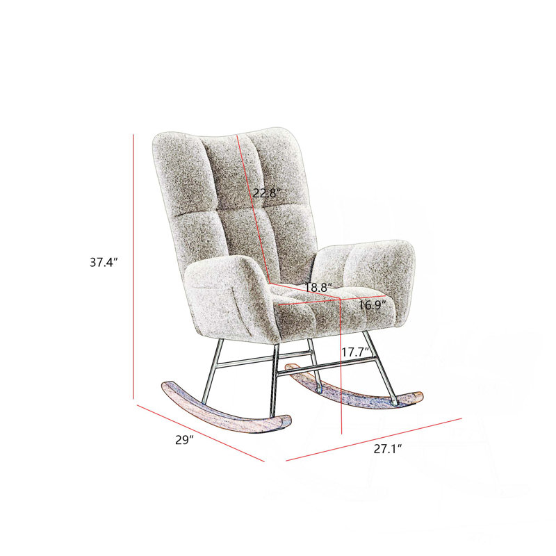 Chaise berçante en tissu Teddy pour chambre de bébé, chambre à coucher, salon et bureau, Rose